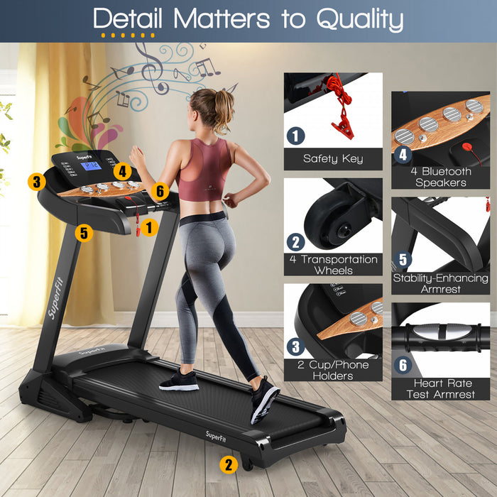 Tapis De Course Electrique Pliant De Marque Superfit De 3,8 Cv Avec Inclinaison Automatique 12 Programmes De Controle Grace A Une Application