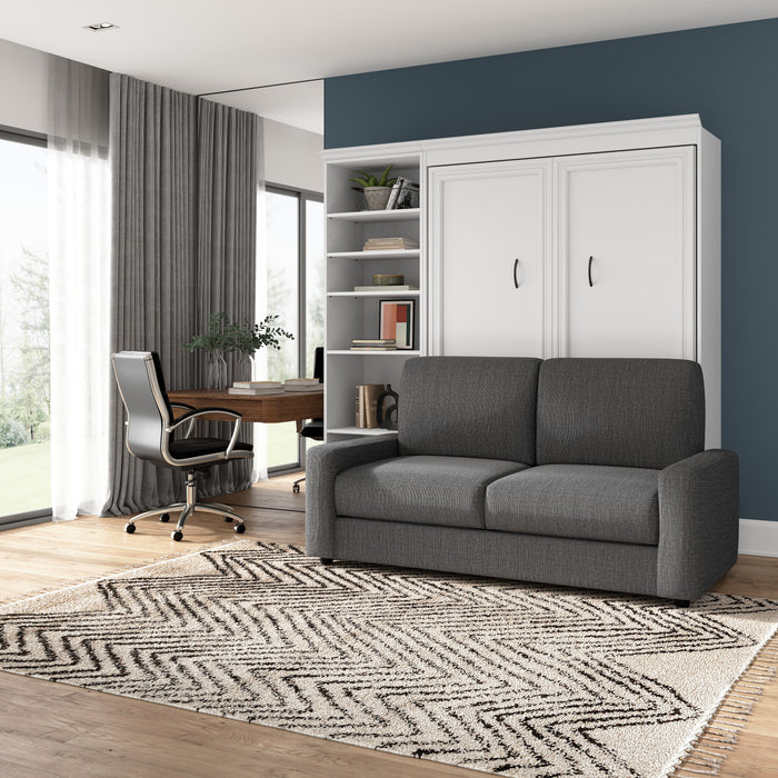 Lit double escamotable Versatile de Bestar avec sofa et organisateur de garde-robe (91 po [L]) - blanc