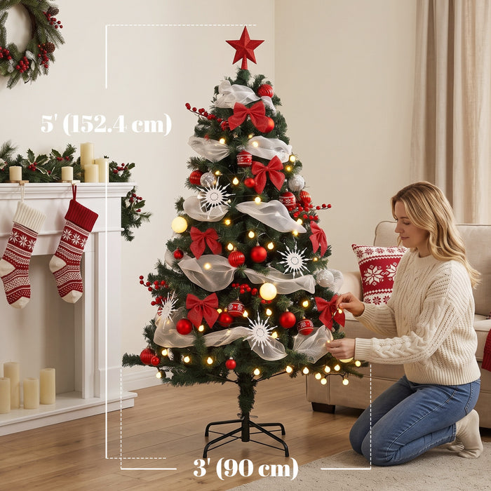 HOMCOM Sapin de Noel lumineux 1,52 m, 8 modes, 450 branches, 150 LED