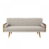 Canapé 3 Places En Tissu Capitonné Aidan Avec Coussins Roulés - Beige
