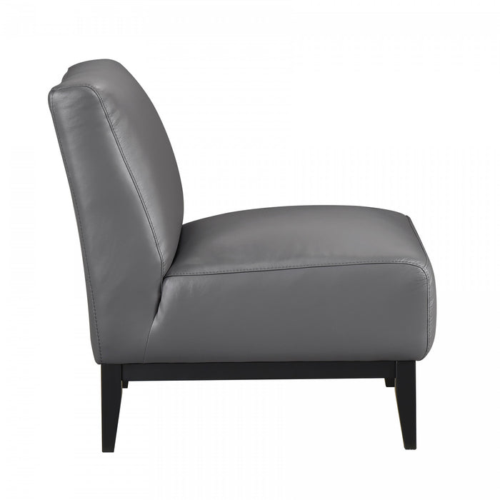 Fauteuil D'appoint Murdock En Cuir Gris Fonce