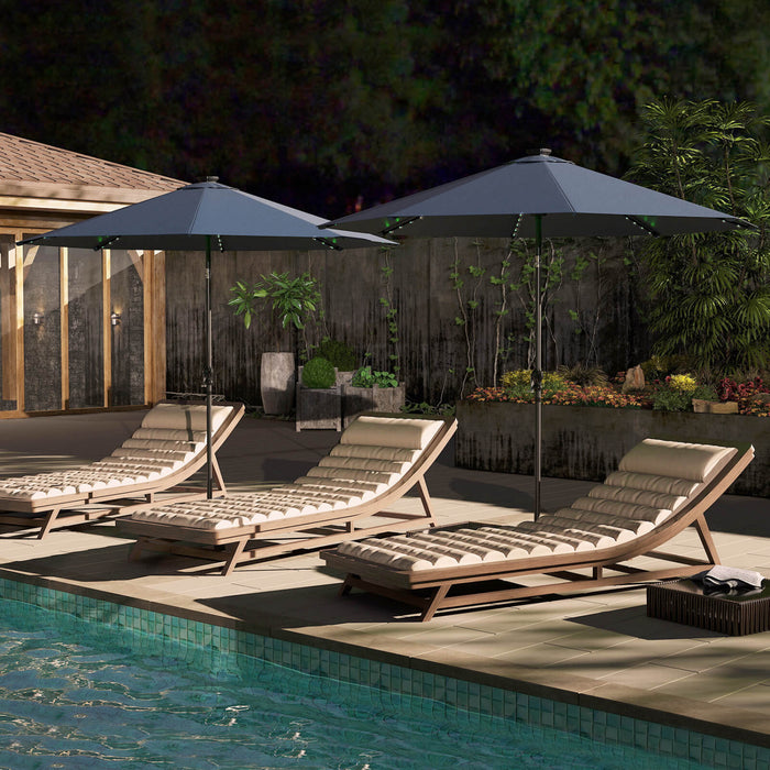 Parasol solaire Costway 10 FT avec 96 LED, inclinaison reglable a 35°, haut ventile, marine