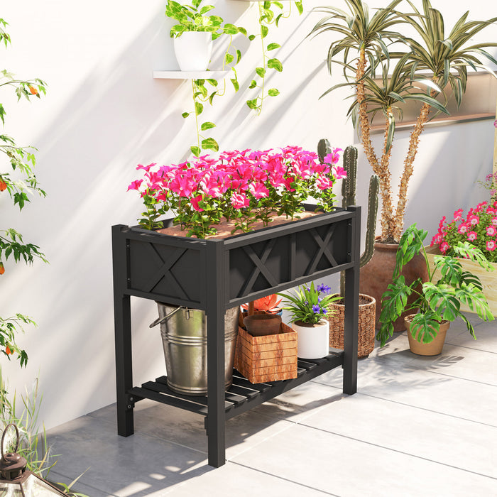 Outsunny Jardiniere Surelevee En Bois, Parterre De Fleurs, Noir
