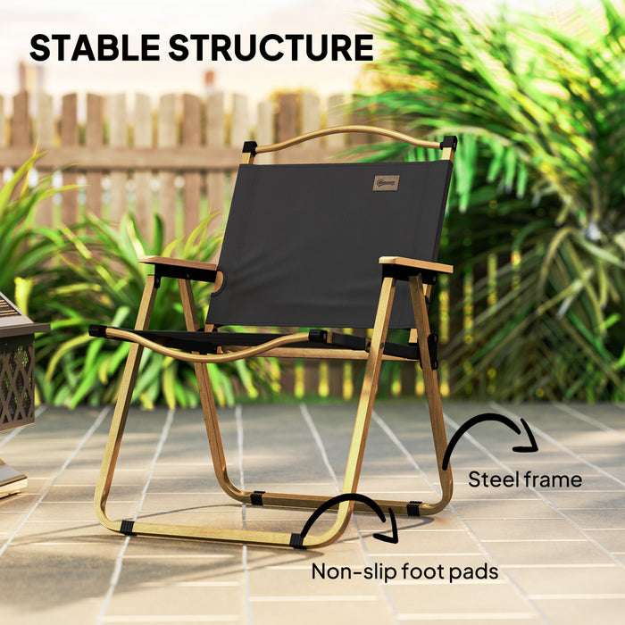 Outsunny Chaise de Camping Pliable, Portable, Gris Fonce