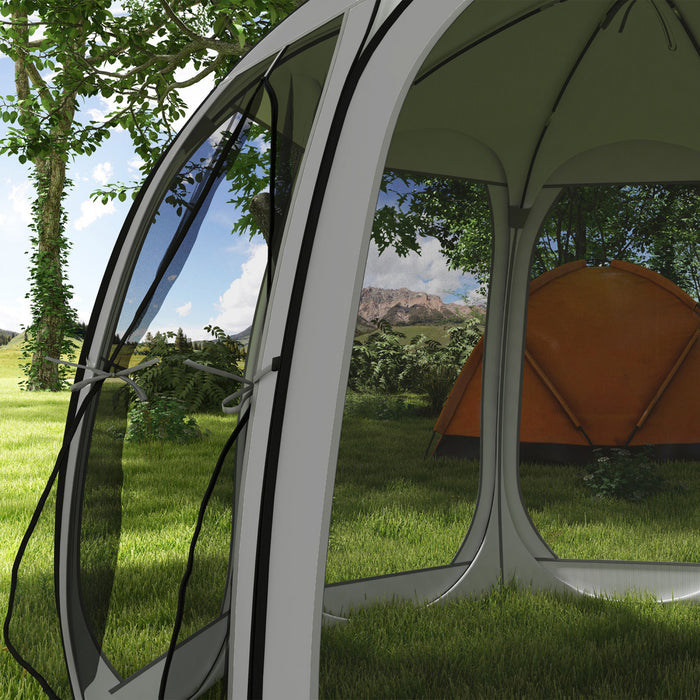 Outsunny Tente Moustiquaire , Tonnelle Escamotable Avec 2 Portes, Gris