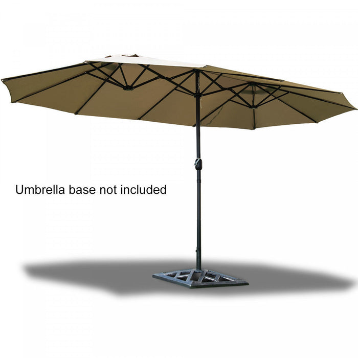 Costway Parasol de marche exterieur 15' double-face Twin Patio avec manivelle Beige