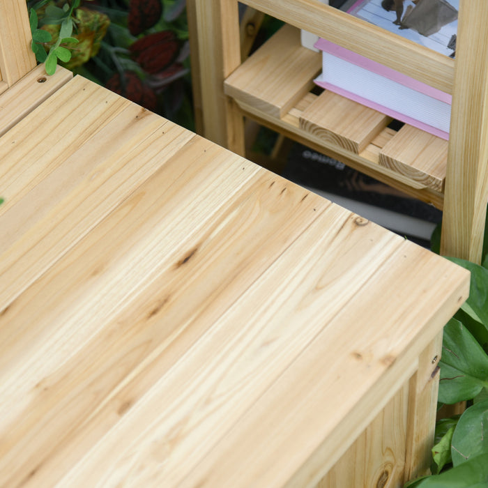 Outsunny Banc De Jardin En Bois Avec Coffre De Rangement, Naturel