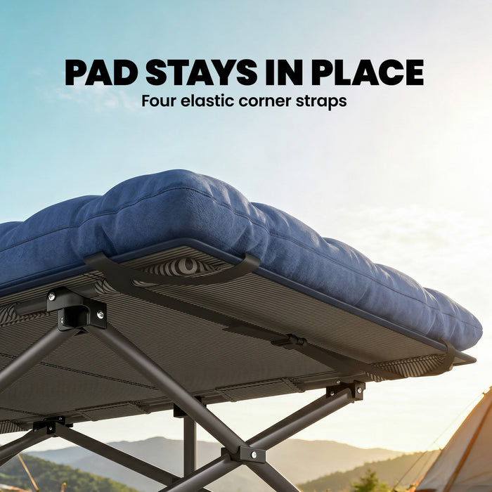 Outsunny Lot de 2 lits de camping avec matelas, 80 cm extra larges pliants, bleu