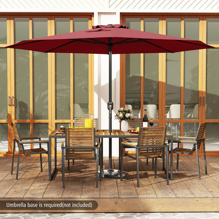 Parasol de jardin Costway 12 pieds, parasol de marche exterieur avec manivelle, 8 baleines robustes rouge