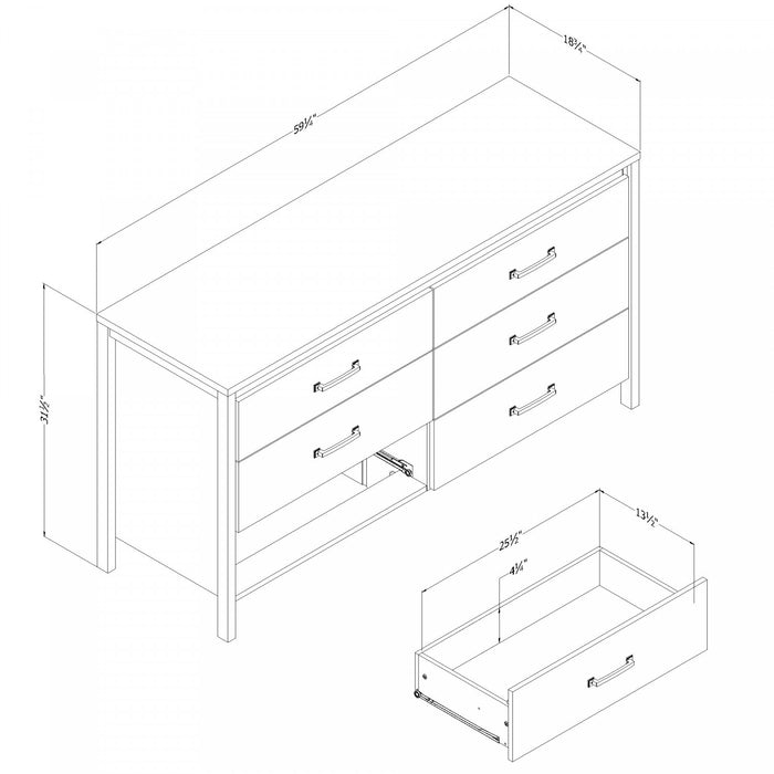 Gravity Commode 6 Tiroirs - Manguier Naturel