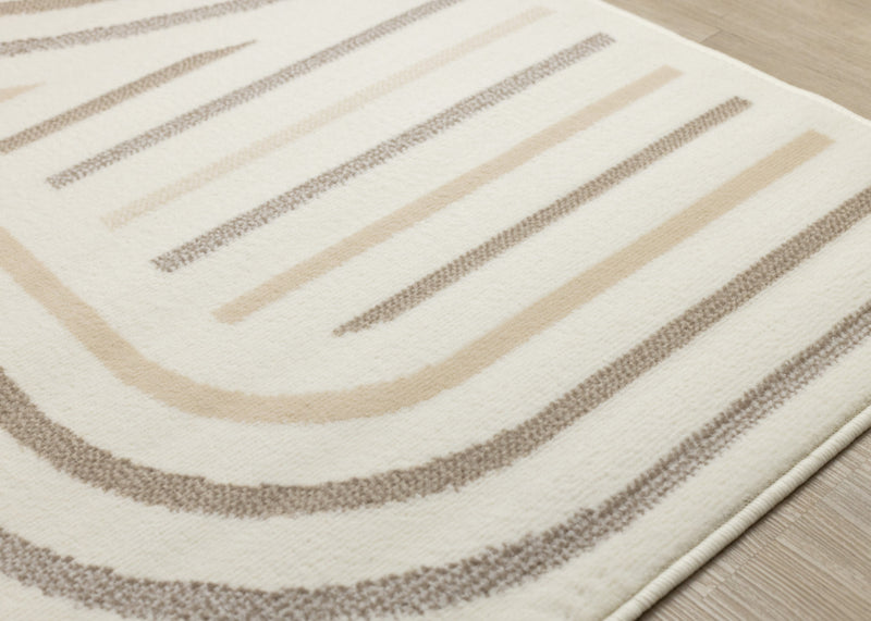 Tapis Florence a motifs de lignes courbes creme, beige et brun, 7'6\" x 9'6\"