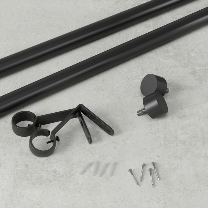  Tringle à rideaux extensible Cappa de Umbra noir mat de 1 po - 66 po à 120 po