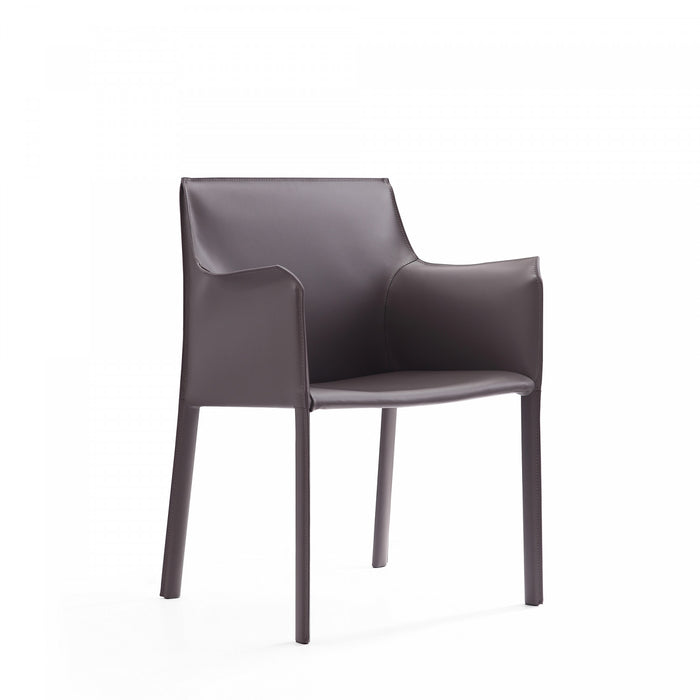 Chaise laterale moderne en cuir vegetalien gris Paris - Lot de 2