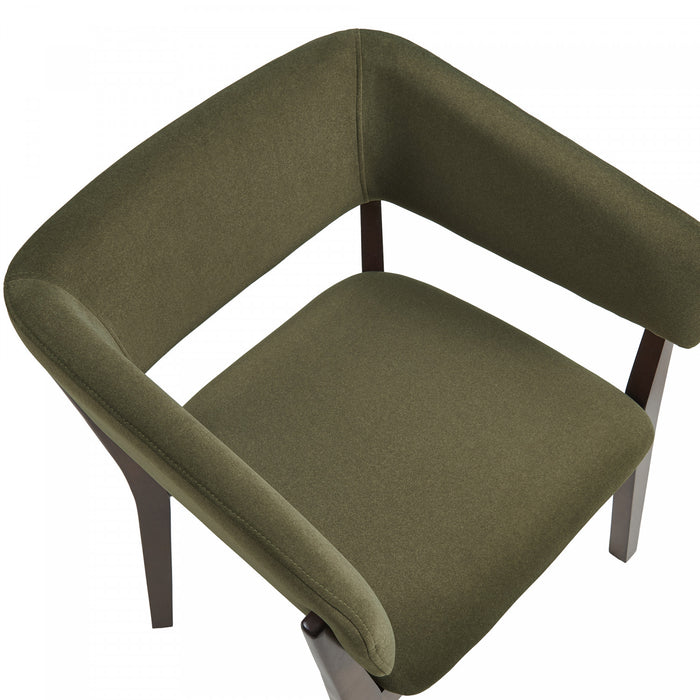 Fauteuil Blake Moderne en Fausse Laine Mohair avec Accoudoirs en Bois, Vert - Lot de 4