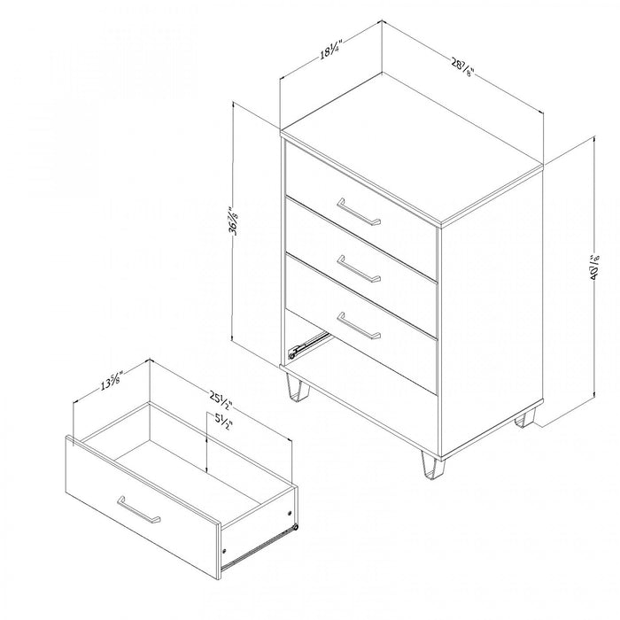  Commode verticale Arlen à 4 tiroirs - chêne vieilli