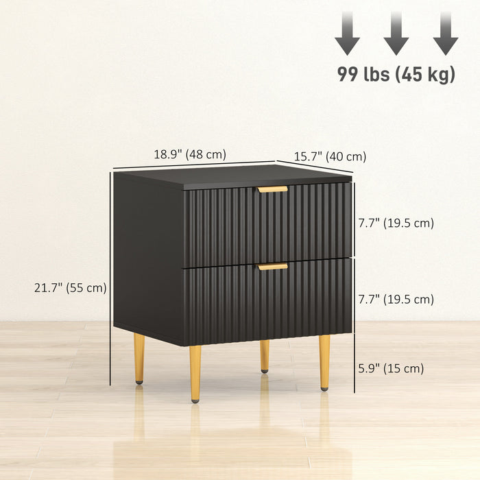 HOMCOM Set de 2 tables de chevet, table d'appoint avec 2 tiroirs, noir