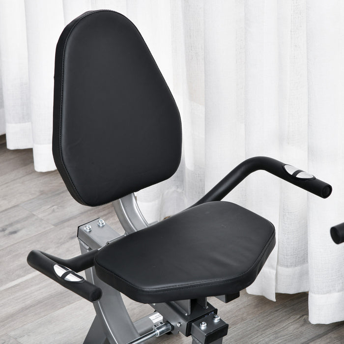 Soozier Velo D'exercice Couche Velo D'entrainement Magnetique D'interieur Velo D'entrainement Stationnaire Velo Avec 8 Resistances Reglables, Support De Tampon Porte-bouteille Moniteur Lcd, Gris