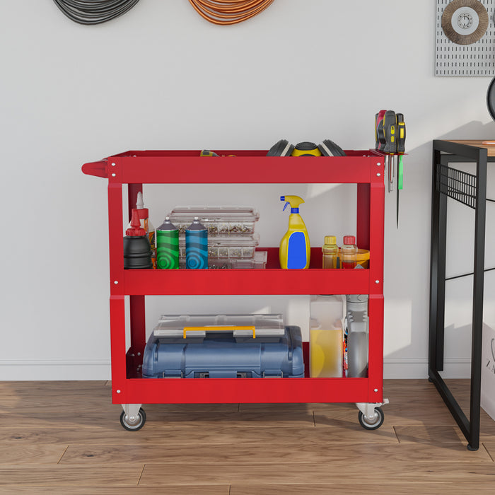 Durhand Chariot A Outils Roulant A 3 Niveaux, Capacite De 330 Lb, Rouge