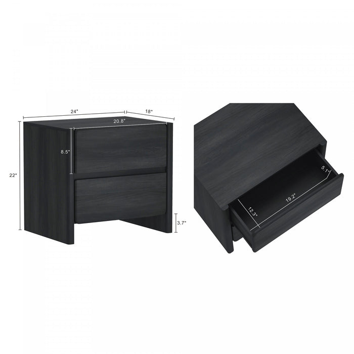 Linda Moderne Commode 2 Pieces et Table de Nuit en Gris Charbon