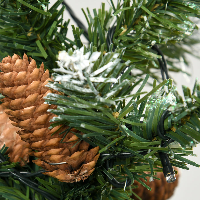 Homcom Arbre De Noel Artificiel Pre-eclaire De 7,5 Pi, Pointes Enneigees