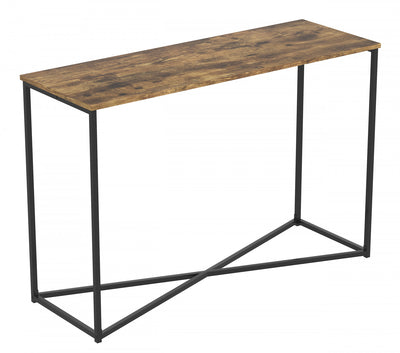 44” Console Table - Brown Reclaimed Wood With Black Metal Base | Console de 44 po - bois recyclé brun avec base en métal noir