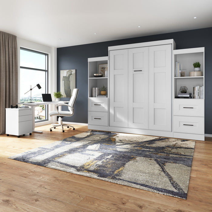 Grand lit escamotable Edge de Bestar avec organisateurs de garde-robe et tiroirs (115 po [L]) - blanc