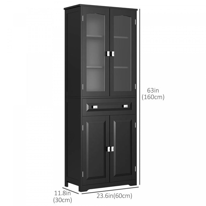 HOMCOM Armoire de rangement de la cuisine etageres reglables porte vitree