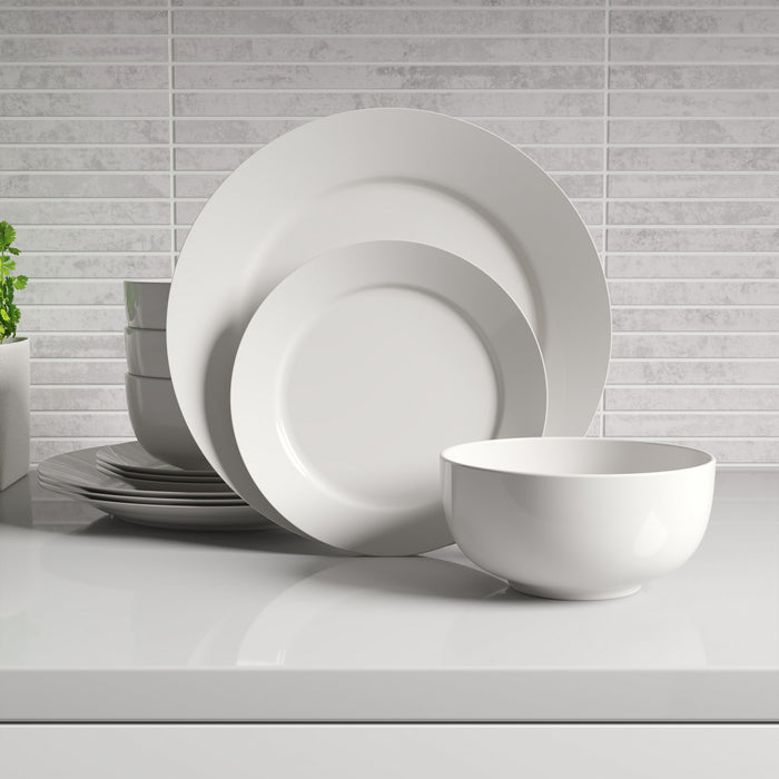 Ensemble de Vaisselle H2K Aspen en Porcelaine, 12 Morceaux, Service pour 4 Personnes