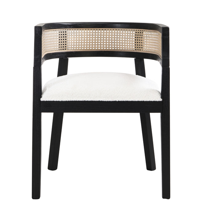 Ensemble De 2 Chaises De Salle À Manger Lance Avec Dossier En Rotin Et Siège En Forme De U - Noir