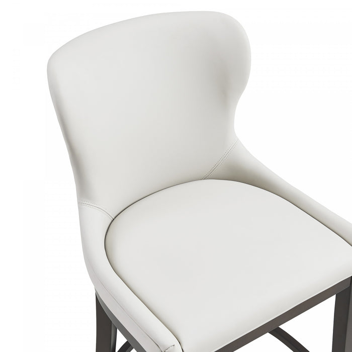 Tabouret de bar Blair moderne en bois avec revetement en tissu blanc - Lot de 3