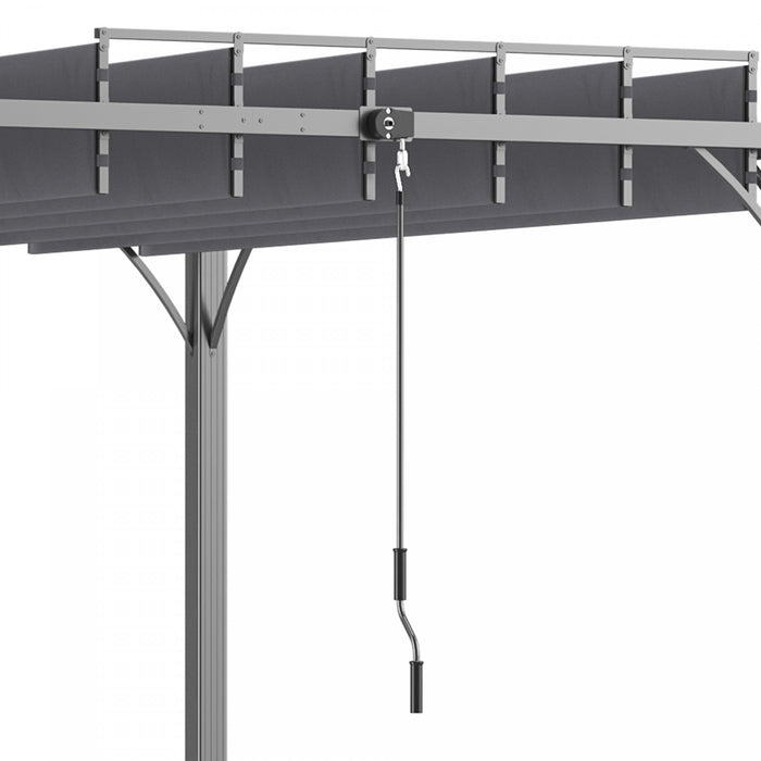 Outsunny Pergola Exterieure 9.5' X 9.7' Avec Toit Retractable, Auvent De Pergola A Persiennes En Aluminium, Abri De Patio Avec Piquets De Sol Pour Patio, Pelouse, Jardin, Gris