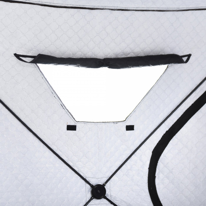 Abri De Tente De Peche Sur Glace Portable Outsunny Pour 4 Personnes Avec Fenetres De Ventilation Avec Sac De Transport