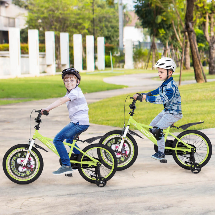 Costway 18\" Velo Pour Enfants Pour 4-8 Avec Guidon Reglable En Hauteur Et Frein A Main En Selle Vert