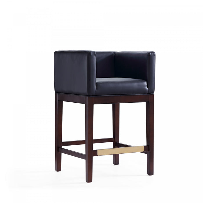 Tabouret de comptoir Kingsley style milieu du siecle en bois et tissu, noir - Lot de 3