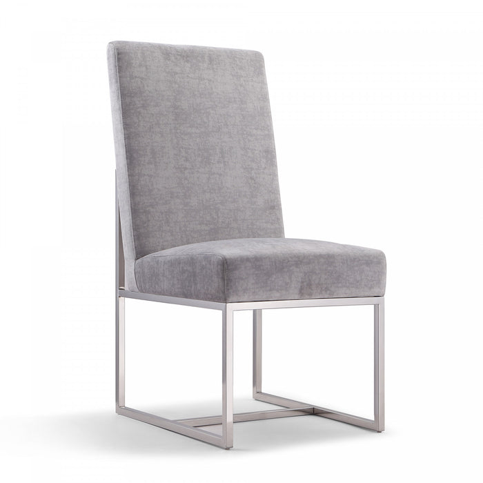 Chaise de salle a manger moderne en velours et metal Element gris - Lot de 2