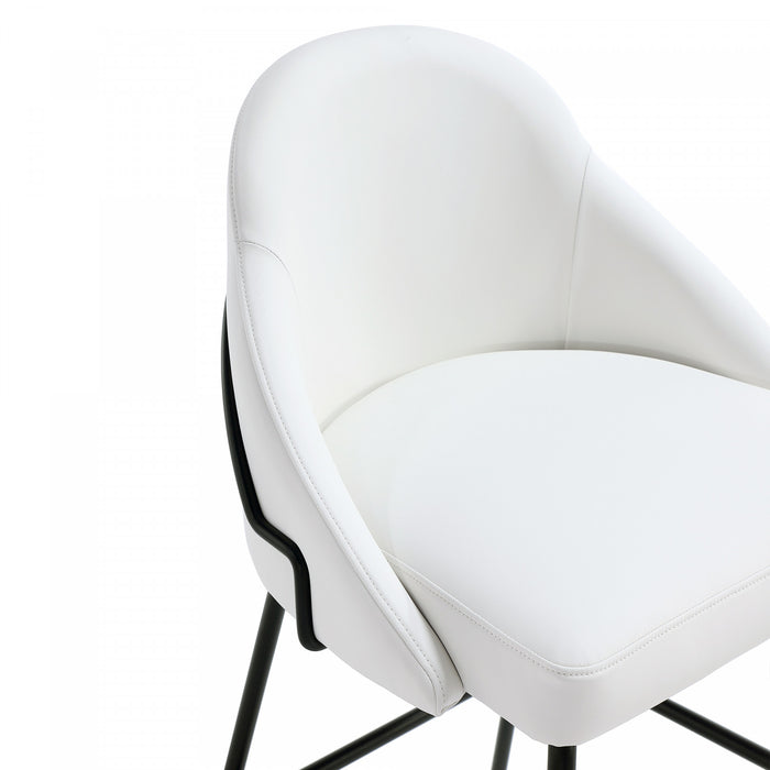 Tabouret de comptoir moderne en metal et tissu Gracie, blanc et noir - Lot de 2