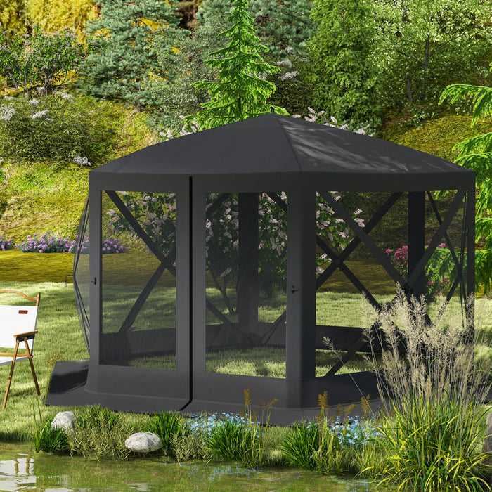 Outsunny Tente Moustiquaire Escamotable 12' X 12', Abri De Camping, Noir