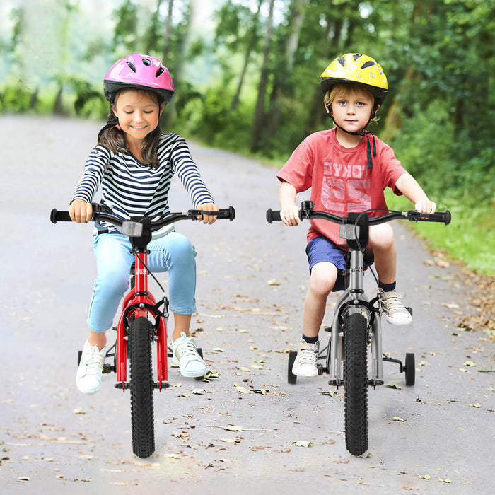 Velo Costway 14 Pouces Pour Enfants De 3 A 5 Ans Avec Selle Reglable Et Guidon Antiderapant Argent