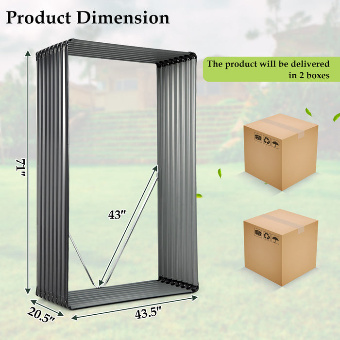 Costway 2 Pcs Galvanise Souleve Lit De Jardin Exterieur Planter Boite De Bois De Chauffage Porte-journaux