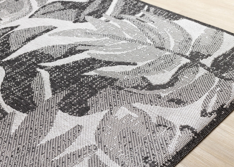 Tapis Jackson a feuilles botaniques gris et blanc, 7'10\" x 10'6\"