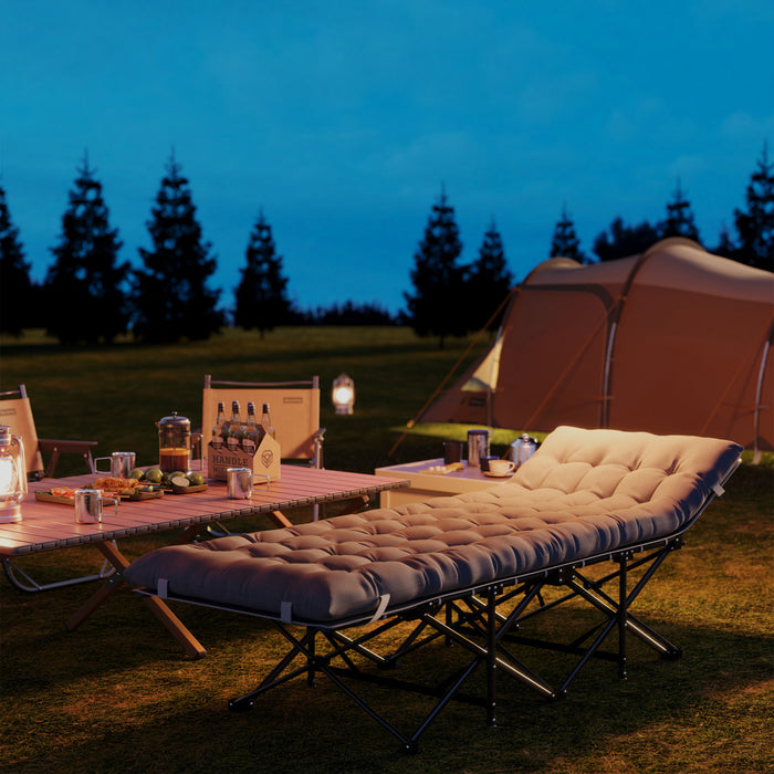Outsunny Lit De Camping Pour Adultes Avec Matelas, Lit Pliant, Gris Clair