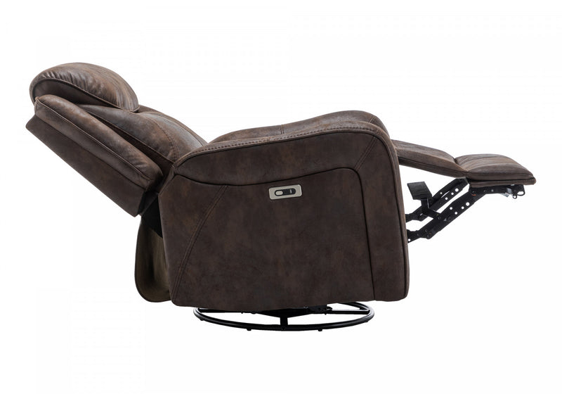Fauteuil Inclinable Electrique, 37\"L, Planeur, Pivoter, Port Usb Inclus, Aspect Cuir Brun