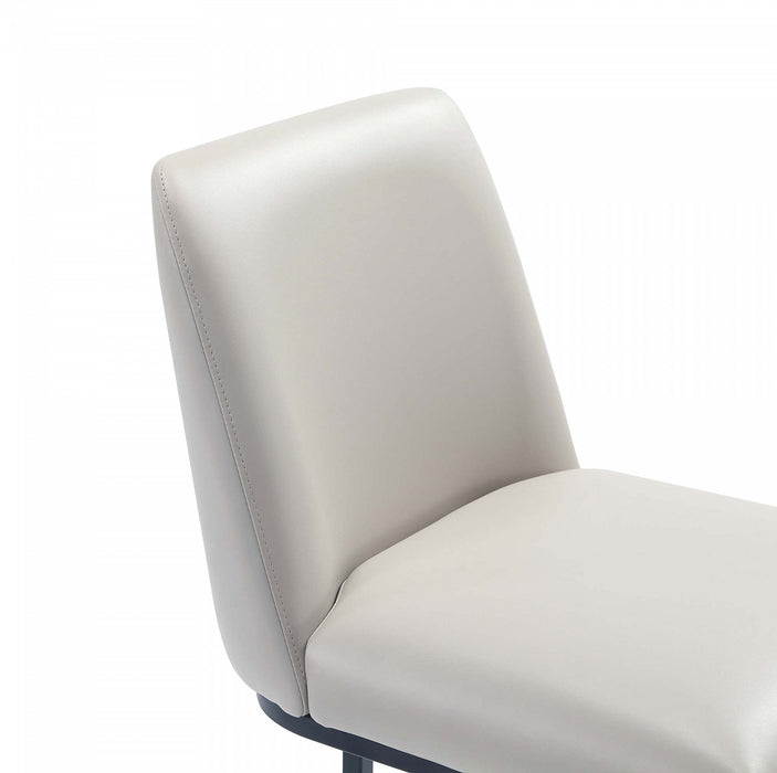 Tabouret de comptoir moderne en metal et tissu Serena, gris clair