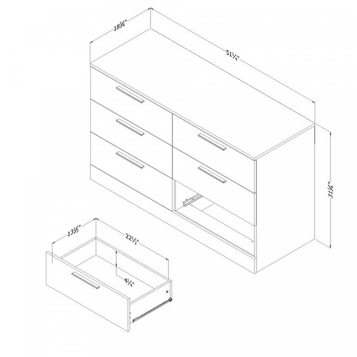  Commode Step One Essential à 6 tiroirs - chêne nordique