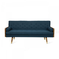  Canapé Aidan 3 Places En Tissu Capitonné Avec Coussins En Mousse – Bleu Marine