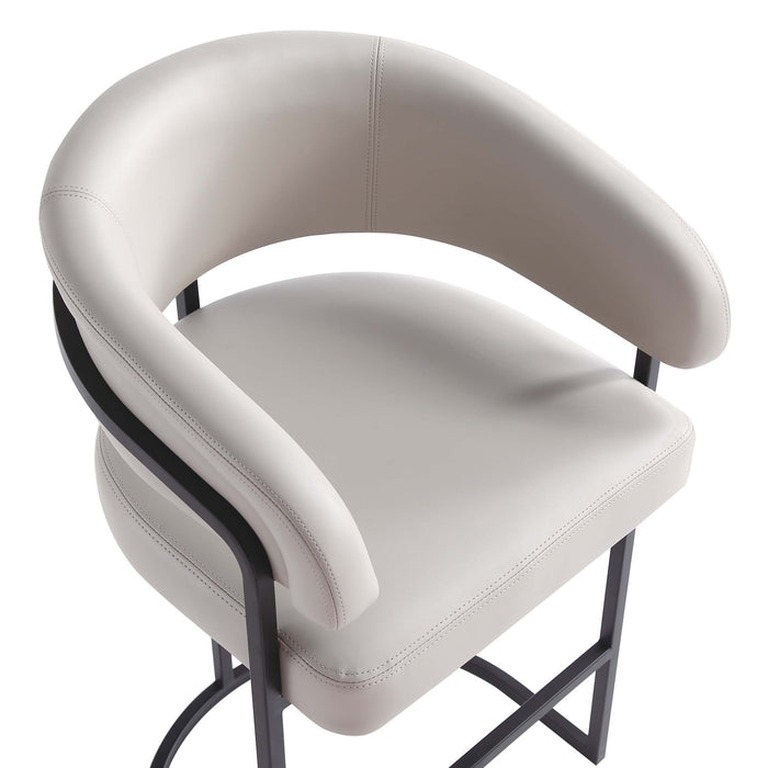 Tabouret de comptoir moderne Augusta en metal et tissu, gris clair