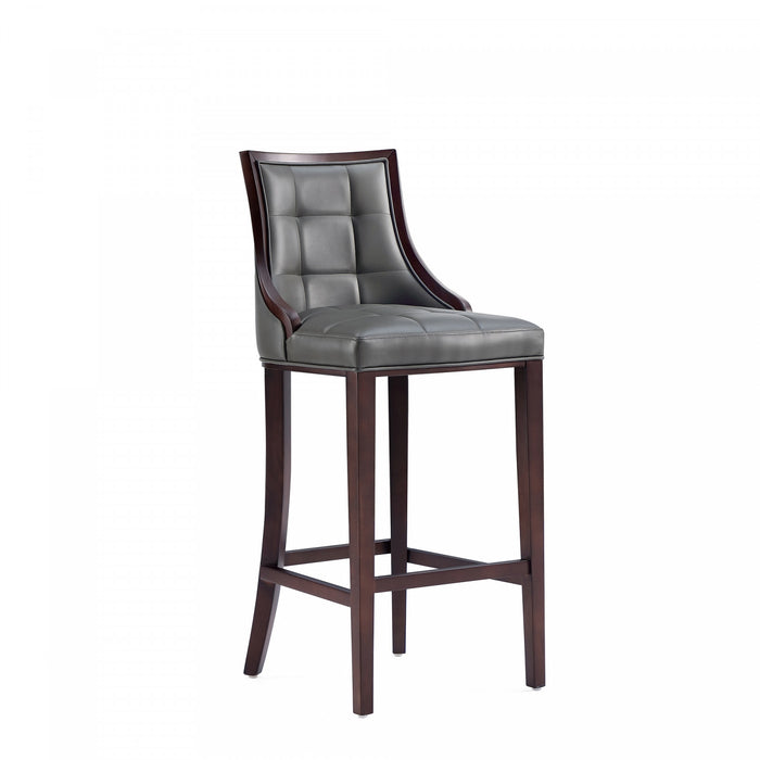 Tabouret de bar traditionnel en bois avec assise rembourree Fifth Avenue, graphite – Lot de 2
