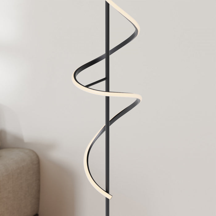 Lampe à pied à DEL de 51 po noir mat avec gradation progressive