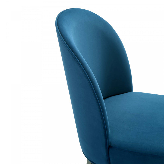 Chaise de salle a manger moderne en bois Hillman avec revetement bleu - Lot de 2