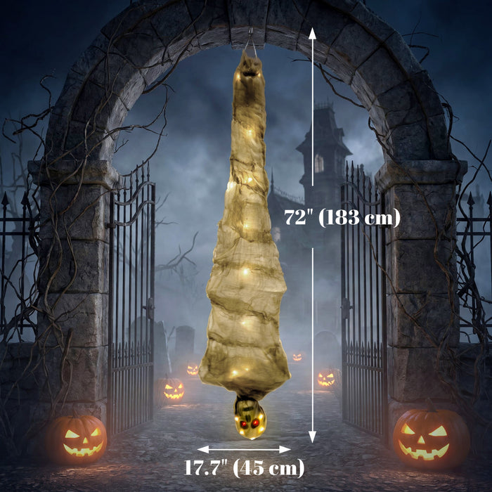 HOMCOM Momie d’Halloween suspendue 183 cm, decoration cocon inversee